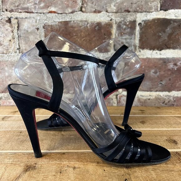 Coach Strappy Heeled Sandals Open Toe Black Fabric Size 9.5 - Picture 7 of 12